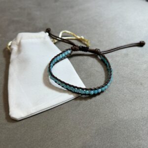 Bransoletka z Amazonitu ze Skórzanym Paskiem